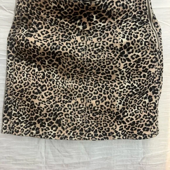 Express Skirt High Rise Womens 6 Brown Leopard Animal Print Pockets Zipper - Picture 4 of 7